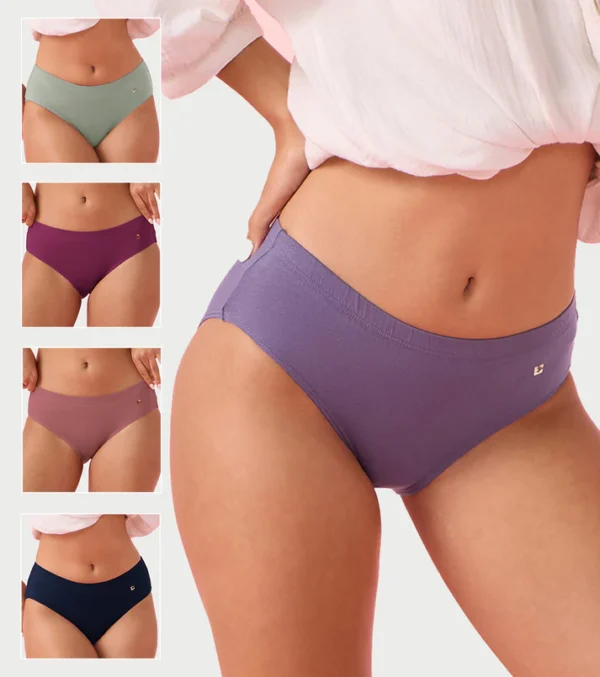 Enamor CR17 | Pack of 3 | Chic Stretch Cotton, All Day Comfort, Mid Waist Hipster Panty for Women
